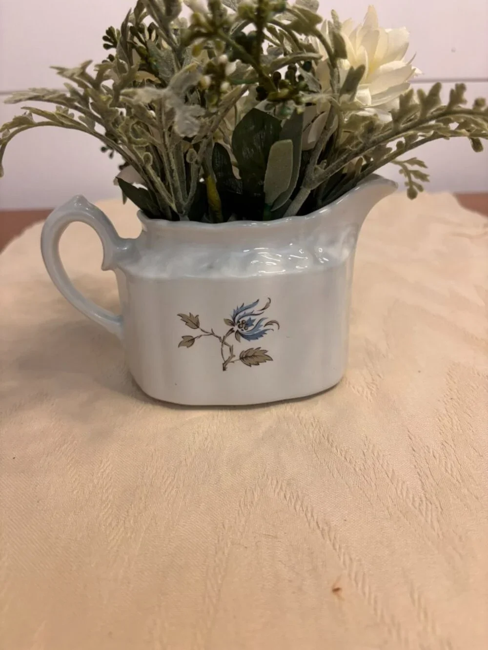 VTG Staffordshire England Blue Blossomtime Ironstone Creamer